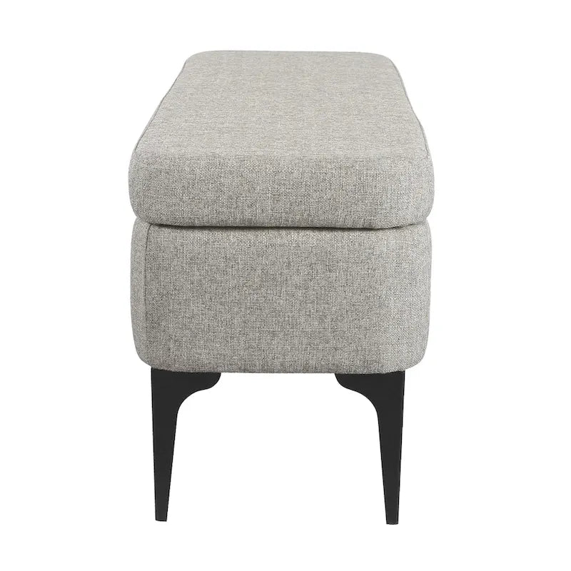 Banc de rangement moderne en métal avec pieds, siège tissé gris multifonctionnel pour chambre à coucher, entrée et salon