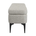 Banc de rangement moderne en métal avec pieds, siège tissé gris multifonctionnel pour chambre à coucher, entrée et salon