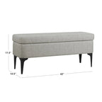 Banc de rangement moderne en métal avec pieds, siège tissé gris multifonctionnel pour chambre à coucher, entrée et salon