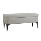 Banc de rangement moderne en métal avec pieds, siège tissé gris multifonctionnel pour chambre à coucher, entrée et salon