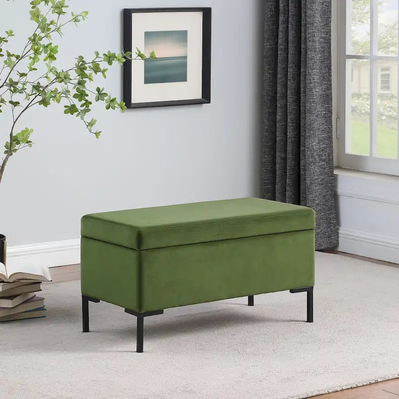 Banc de rangement moderne en métal avec pieds, siège tissé gris multifonctionnel pour chambre à coucher, entrée et salon