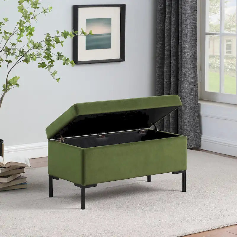 Banc de rangement moderne en métal avec pieds, siège tissé gris multifonctionnel pour chambre à coucher, entrée et salon