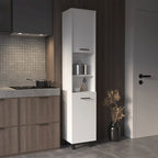 Meuble de cuisine à 2 portes avec étagères réglables, en bois manufacturé, blanc ou noir, rangement élégant