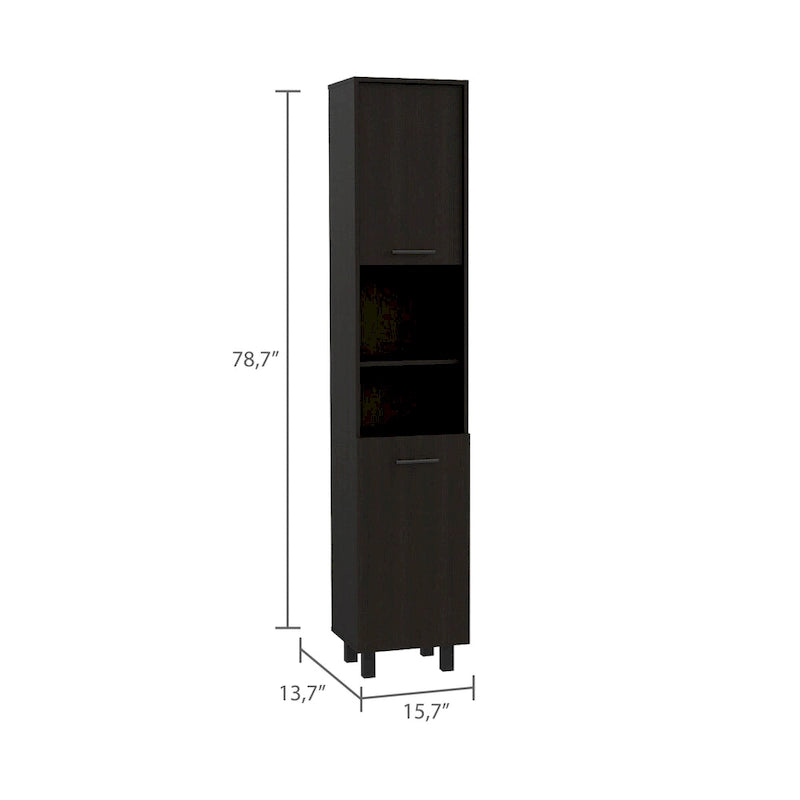 Meuble de cuisine à 2 portes avec étagères réglables, en bois manufacturé, blanc ou noir, rangement élégant