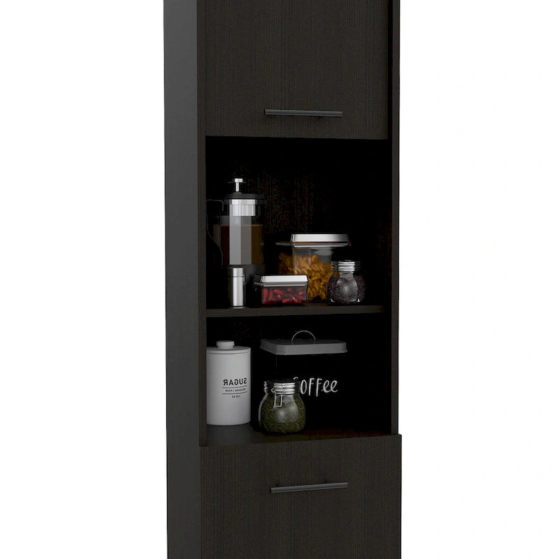 Meuble de cuisine à 2 portes avec étagères réglables, en bois manufacturé, blanc ou noir, rangement élégant