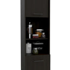Meuble de cuisine à 2 portes avec étagères réglables, en bois manufacturé, blanc ou noir, rangement élégant