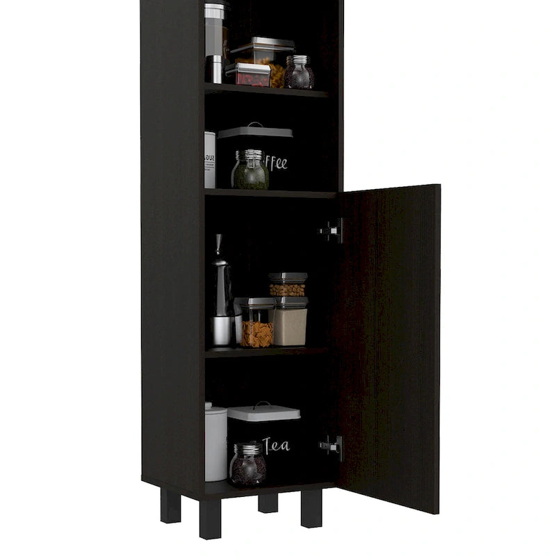 Meuble de cuisine à 2 portes avec étagères réglables, en bois manufacturé, blanc ou noir, rangement élégant