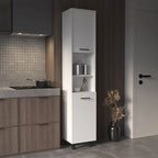 Meuble de cuisine à 2 portes avec étagères réglables, en bois manufacturé, blanc ou noir, rangement élégant