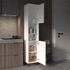 Meuble de cuisine à 2 portes avec étagères réglables, en bois manufacturé, blanc ou noir, rangement élégant
