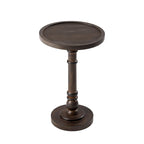 Table d'appoint avec plateau piédestal style ferme, en bois massif avec finition vieillie, petite table d'appoint traditionnelle