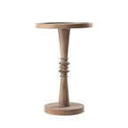 Table d'appoint avec plateau piédestal style ferme, en bois massif avec finition vieillie, petite table d'appoint traditionnelle