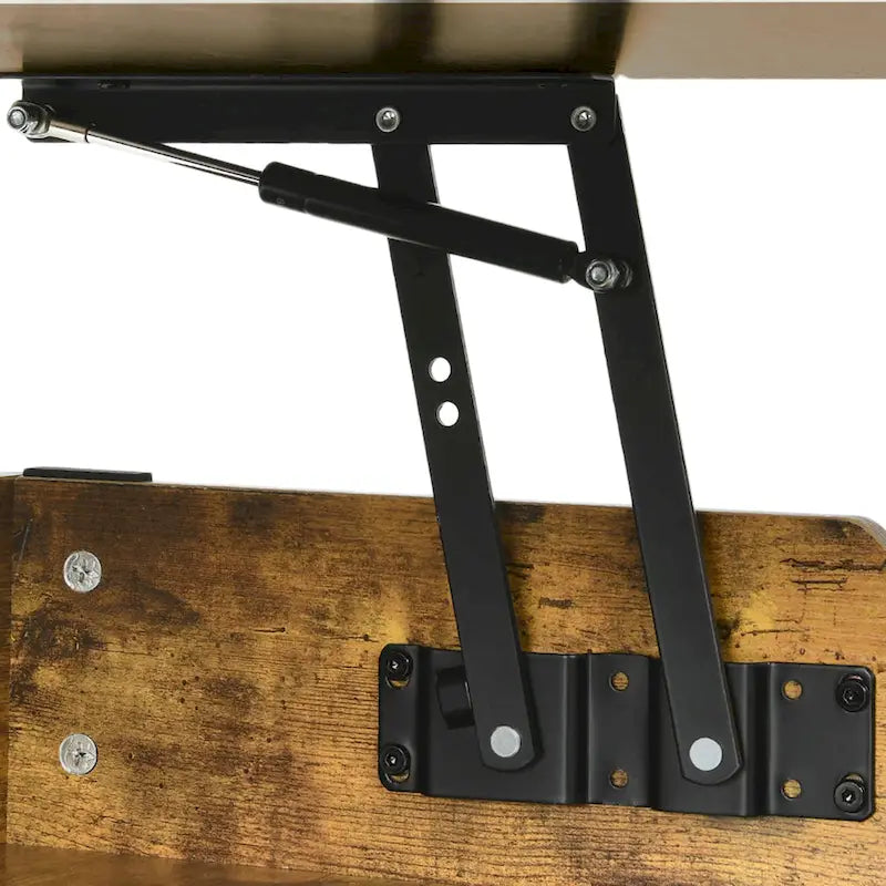 Table basse carrée à plateau relevable Moasis Farmhouse avec rangement et étagère