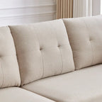 Canapé d'angle moderne en forme de L avec chaise longue, pouf de rangement et poches latérales pour le salon