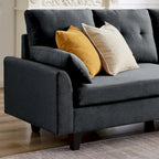Canapé d'angle moderne en forme de L avec chaise longue, pouf de rangement et poches latérales pour le salon