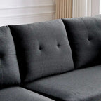 Canapé d'angle moderne en forme de L avec chaise longue, pouf de rangement et poches latérales pour le salon