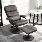 Fauteuil inclinable pivotant avec pouf et repose-pieds, fauteuil à dossier haut en cuir PU, réglable à 135°