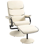 Fauteuil inclinable pivotant avec pouf et repose-pieds, fauteuil à dossier haut en cuir PU, réglable à 135°