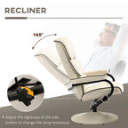 Fauteuil inclinable pivotant avec pouf et repose-pieds, fauteuil à dossier haut en cuir PU, réglable à 135°