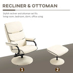 Fauteuil inclinable pivotant avec pouf et repose-pieds, fauteuil à dossier haut en cuir PU, réglable à 135°
