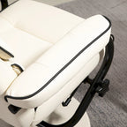 Fauteuil inclinable pivotant avec pouf et repose-pieds, fauteuil à dossier haut en cuir PU, réglable à 135°