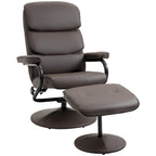 Fauteuil inclinable pivotant avec pouf et repose-pieds, fauteuil à dossier haut en cuir PU, réglable à 135°