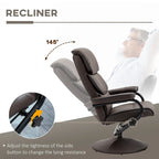 Fauteuil inclinable pivotant avec pouf et repose-pieds, fauteuil à dossier haut en cuir PU, réglable à 135°
