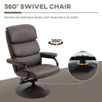 Fauteuil inclinable pivotant avec pouf et repose-pieds, fauteuil à dossier haut en cuir PU, réglable à 135°