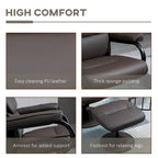 Fauteuil inclinable pivotant avec pouf et repose-pieds, fauteuil à dossier haut en cuir PU, réglable à 135°