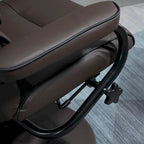Fauteuil inclinable pivotant avec pouf et repose-pieds, fauteuil à dossier haut en cuir PU, réglable à 135°