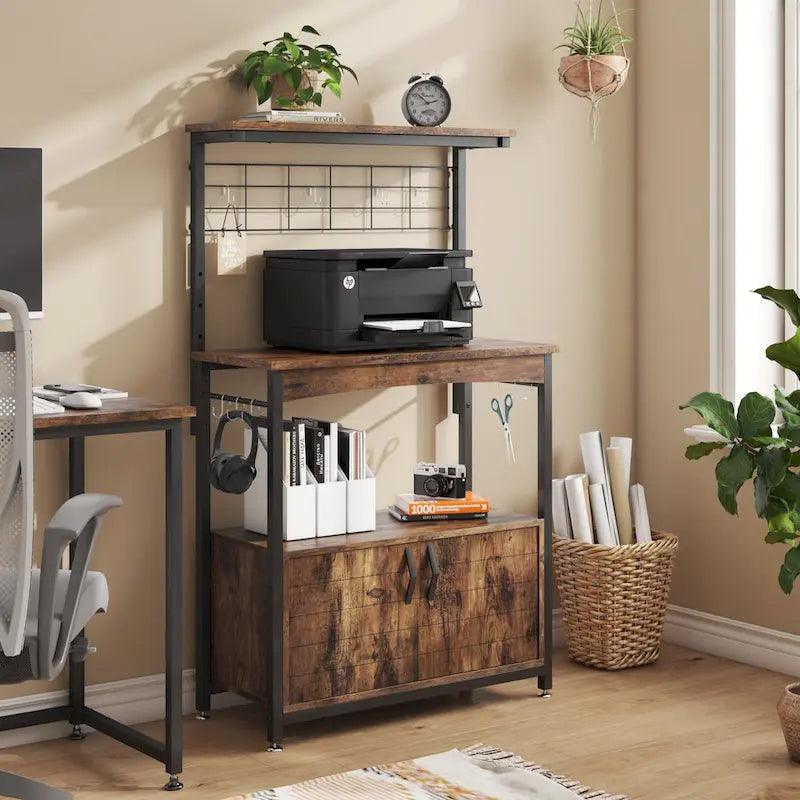 Meuble de rangement pour micro-ondes de 31,5 po avec armoire, étagères de cuisine réglables en hauteur