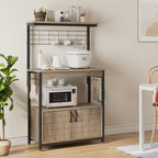Meuble de rangement pour micro-ondes de 31,5 po avec armoire, étagères de cuisine réglables en hauteur