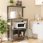 Meuble de rangement pour micro-ondes de 31,5 po avec armoire, étagères de cuisine réglables en hauteur