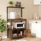 Meuble de rangement pour micro-ondes de 31,5 po avec armoire, étagères de cuisine réglables en hauteur