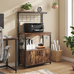 Meuble de rangement pour micro-ondes de 31,5 po avec armoire, étagères de cuisine réglables en hauteur