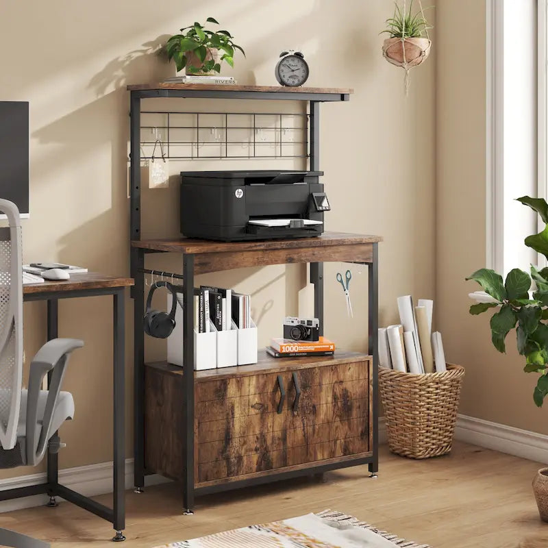 Meuble de rangement pour micro-ondes de 31,5 po avec armoire, étagères de cuisine réglables en hauteur