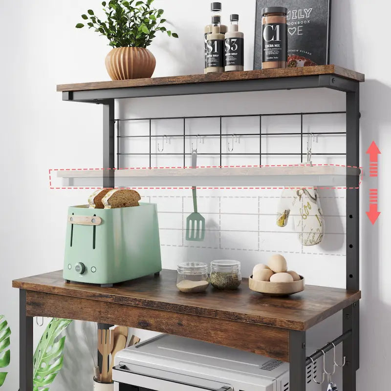 Meuble de rangement pour micro-ondes de 31,5 po avec armoire, étagères de cuisine réglables en hauteur