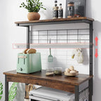 Meuble de rangement pour micro-ondes de 31,5 po avec armoire, étagères de cuisine réglables en hauteur