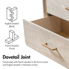 Table de chevet transitionnelle en bois massif de chêne, 2 tiroirs avec pieds en métal, aucun assemblage requis, chambre moderne