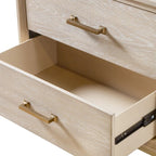 Table de chevet transitionnelle en bois massif de chêne, 2 tiroirs avec pieds en métal, aucun assemblage requis, chambre moderne