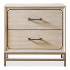Table de chevet transitionnelle en bois massif de chêne, 2 tiroirs avec pieds en métal, aucun assemblage requis, chambre moderne