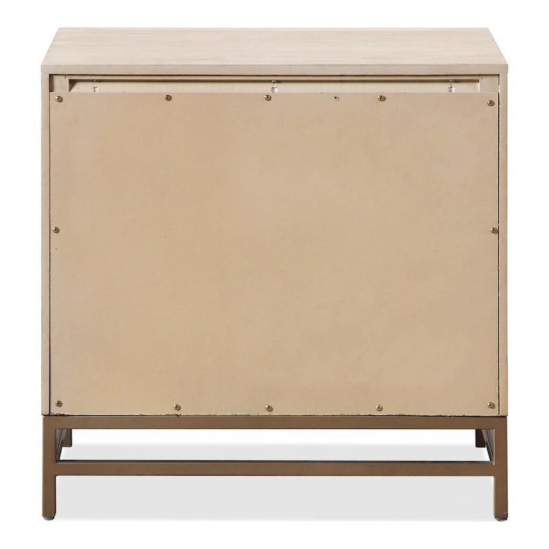 Table de chevet transitionnelle en bois massif de chêne, 2 tiroirs avec pieds en métal, aucun assemblage requis, chambre moderne