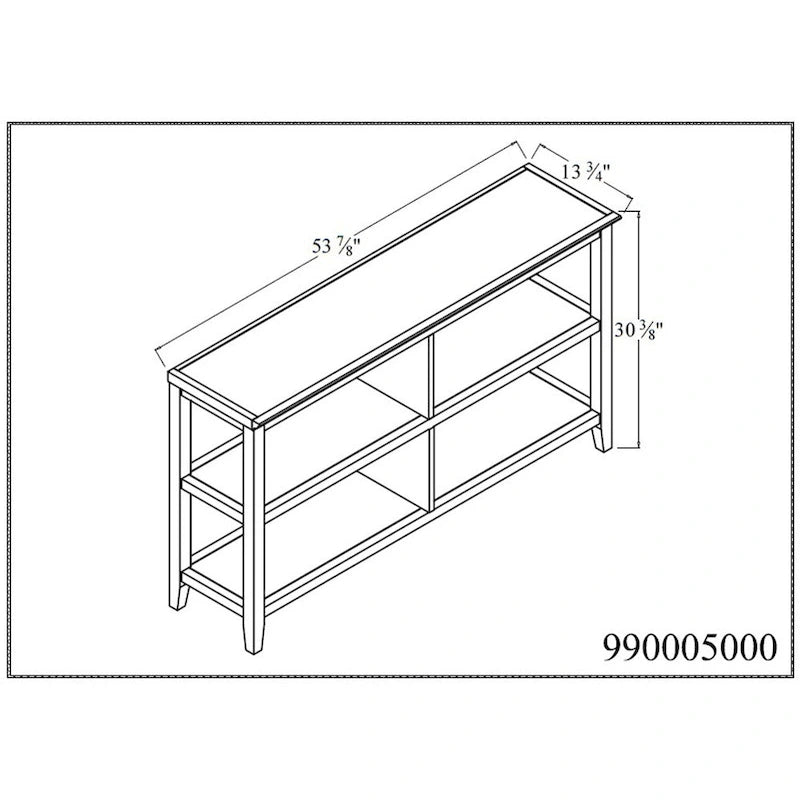Étagère basse large Edenton 54W à 2 tablettes, blanc