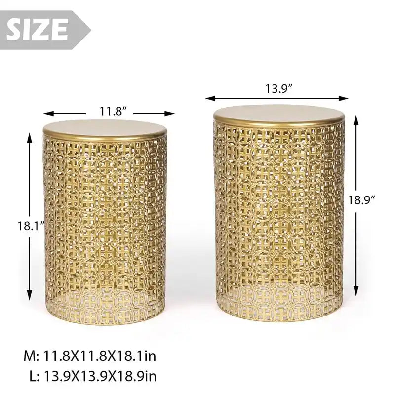Adeco Metal Lot de 2 Tables d'appoint Rondes Tables de Chevet Tables Basses