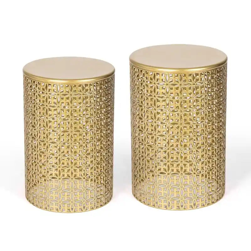 Adeco Metal Lot de 2 Tables d'appoint Rondes Tables de Chevet Tables Basses