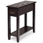 Table d'appoint de canapé à 2 niveaux, table de chevet étroite avec tiroir