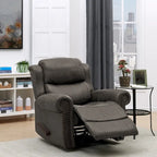 Fauteuil inclinable mural très large, similicuir vieilli, clous décoratifs et appui-tête bronze antique