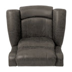 Fauteuil inclinable mural très large, similicuir vieilli, clous décoratifs et appui-tête bronze antique