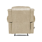 Fauteuil inclinable mural très large, similicuir vieilli, clous décoratifs et appui-tête bronze antique