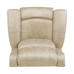 Fauteuil inclinable mural très large, similicuir vieilli, clous décoratifs et appui-tête bronze antique