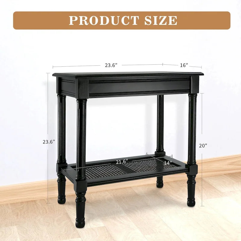 Table d'appoint crème avec étagère inférieure en rotin, silhouette épurée, plusieurs options de couleurs, accent polyvalent